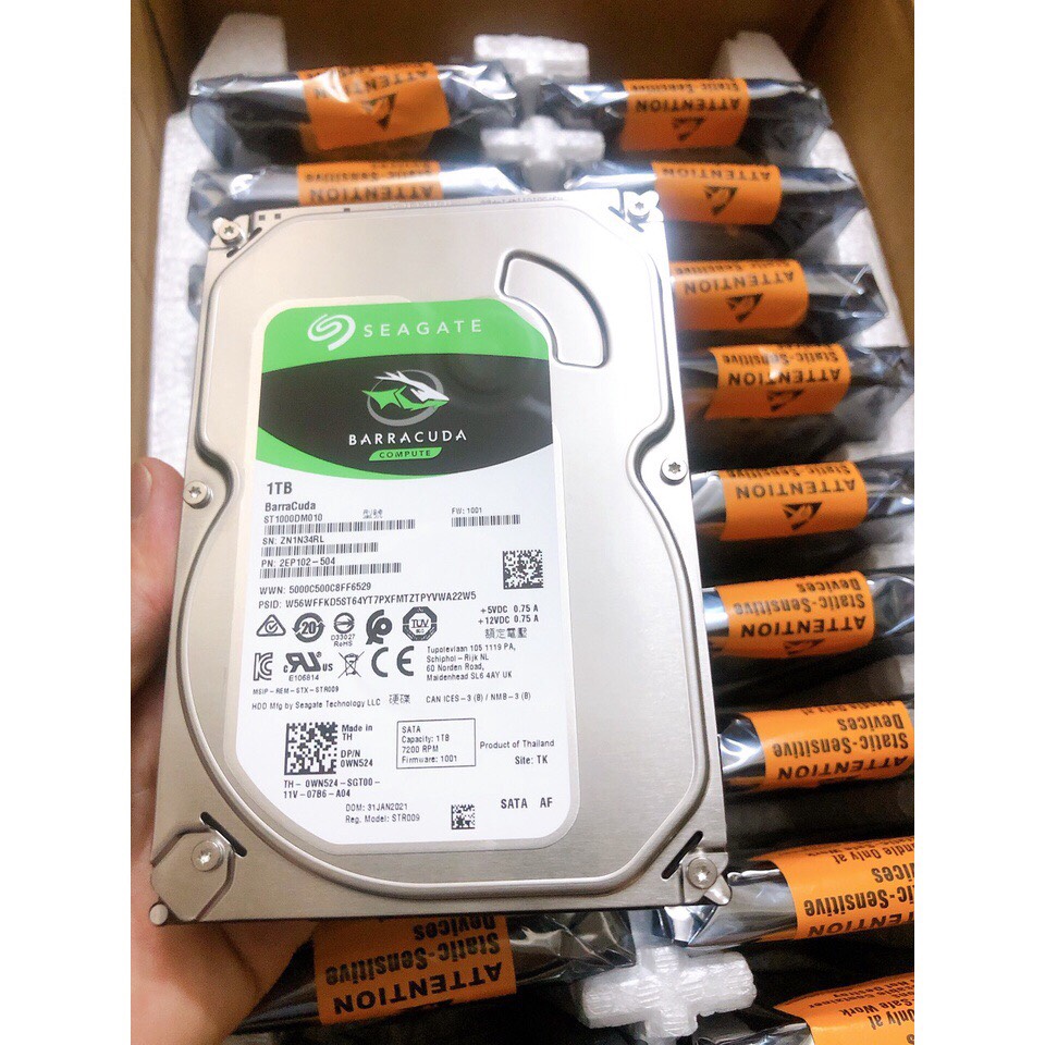 Ổ Cứng HDD 1TB Seagate Barracuda (1000GB) 3.5 inch SATA3 6Gb/s (Bảo Hành 24 Tháng 1 Đổi 1)