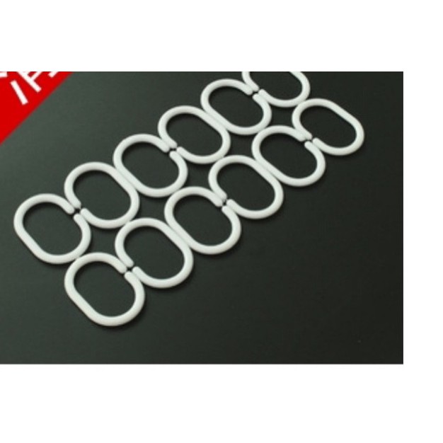 Set 12 móc nhựa trắng treo rèm phòng tắm nhaxinhxinh