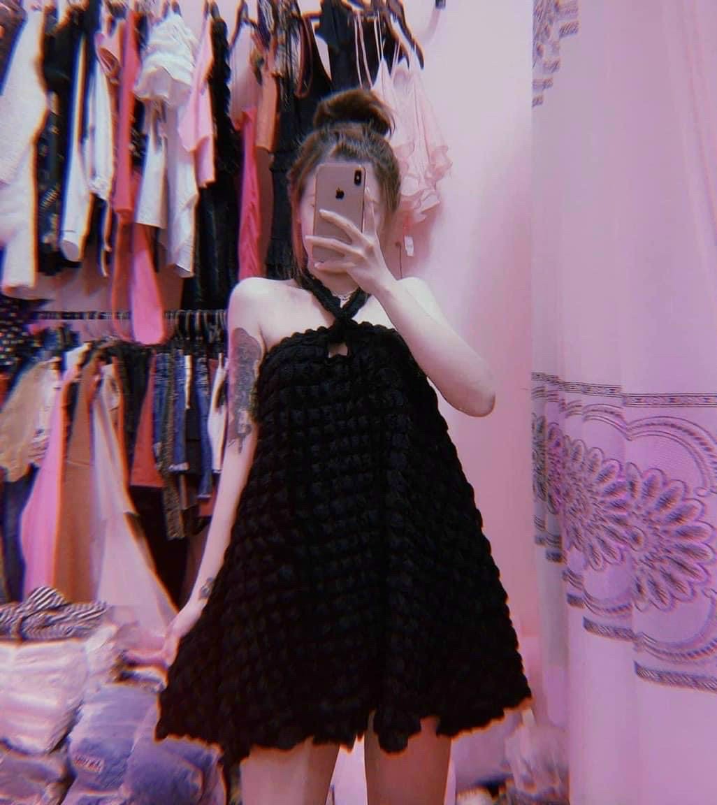 Đầm nữ cổ yếm kiểu dáng babydoll xốp bông cực kì dễ thương