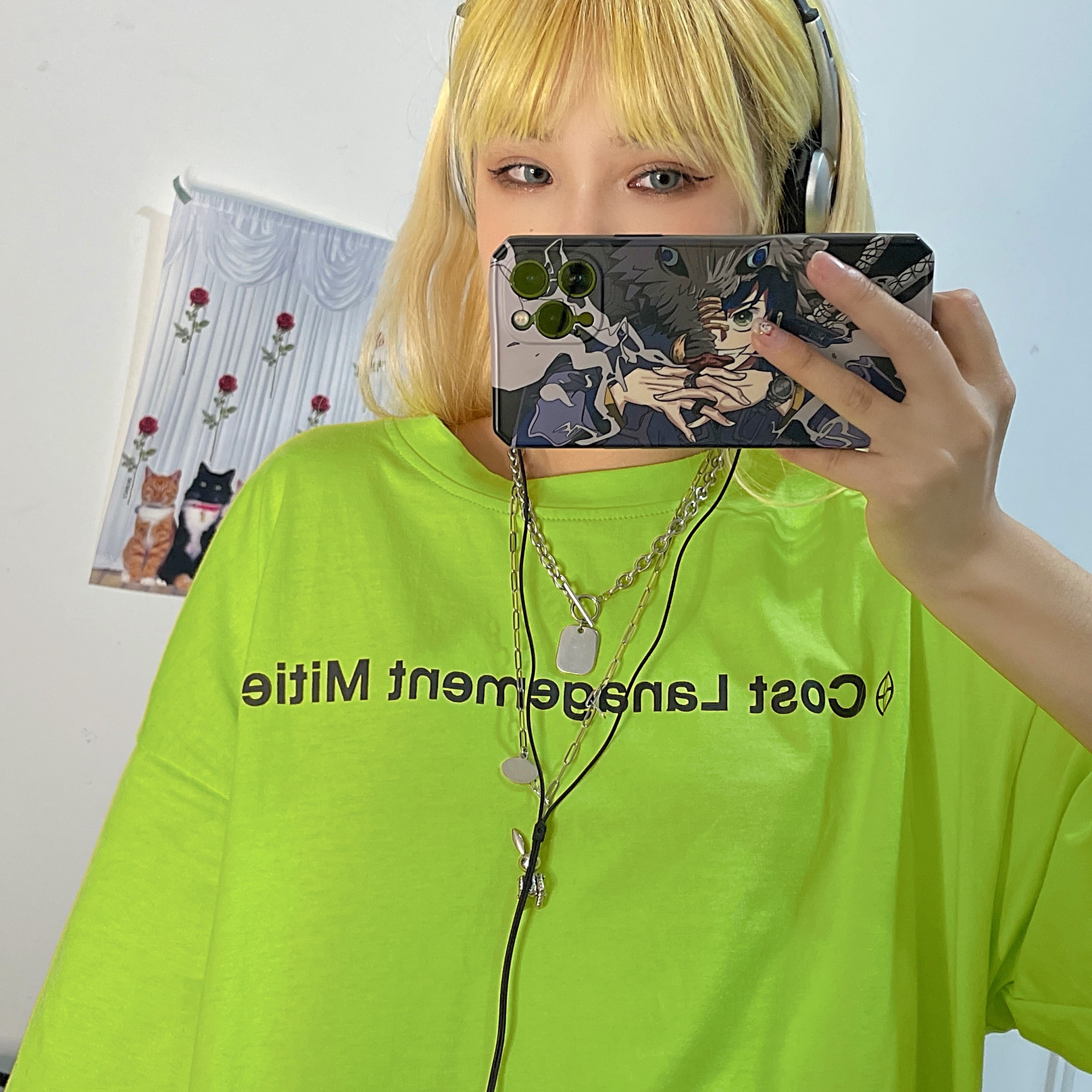 Áo thun tay lỡ xanh neon Yinxx áo phông unisex form rộng ATL939