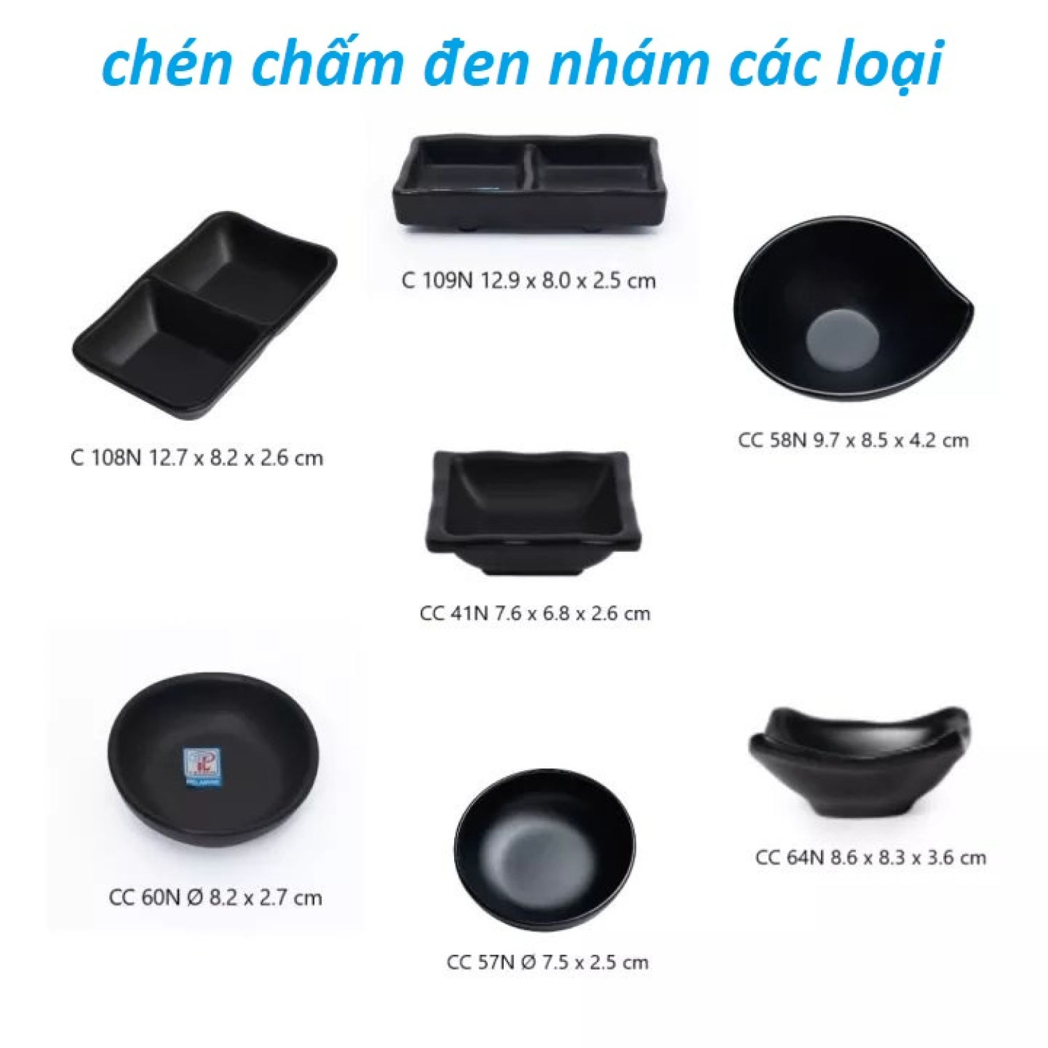 Chén chấm melamine Fataco nhám đen các loại nhiều kiểu