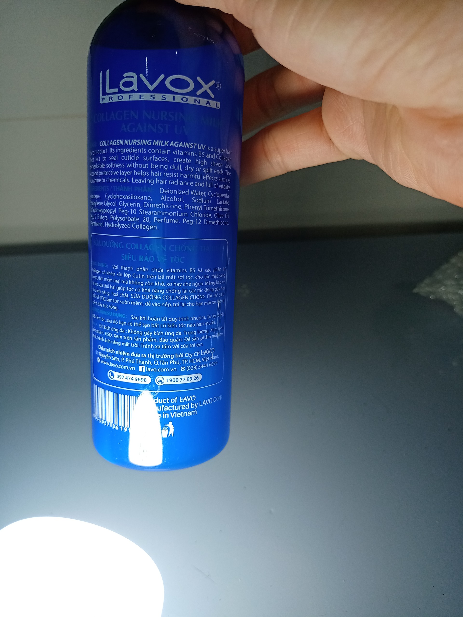 Xịt dưỡng xanh phục hồi tóc collagen Lavox