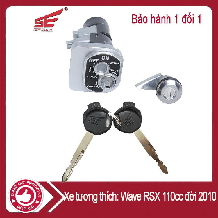 Ổ khóa xe máy wave rsx 110cc đời 2010, loại 2 cạnh, bảo hành 6 tháng phụ tùng chợ trời.
