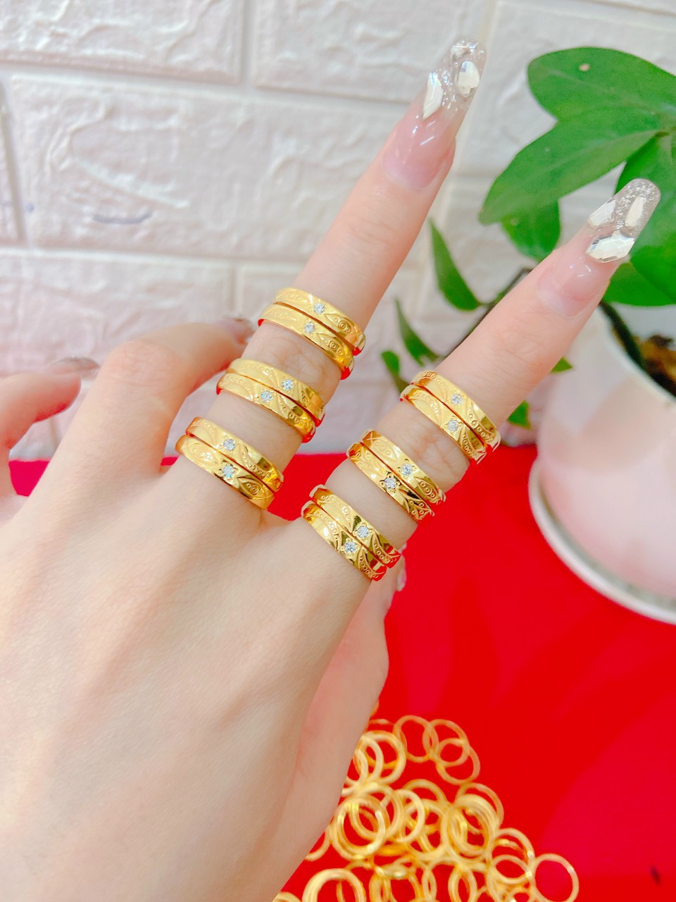 nhẫn  cặp vàng non giá ( 1 cặp )