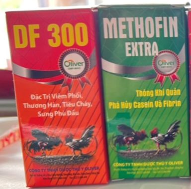Combo viêm phổi, sưng phù đầu, thông khí quản gà đá DF300 + Methofin