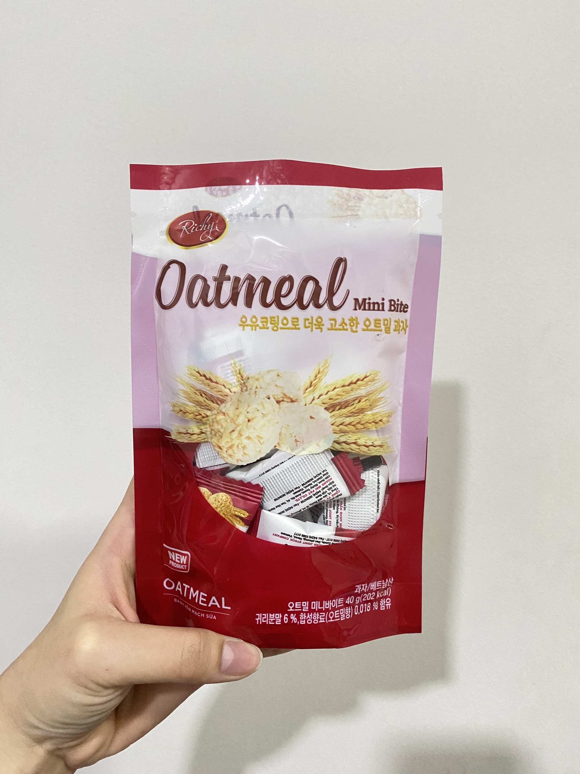 Bánh Yến Mạch Richy Oatmeal Mini Bite Vị Sữa (Gói 40g)
