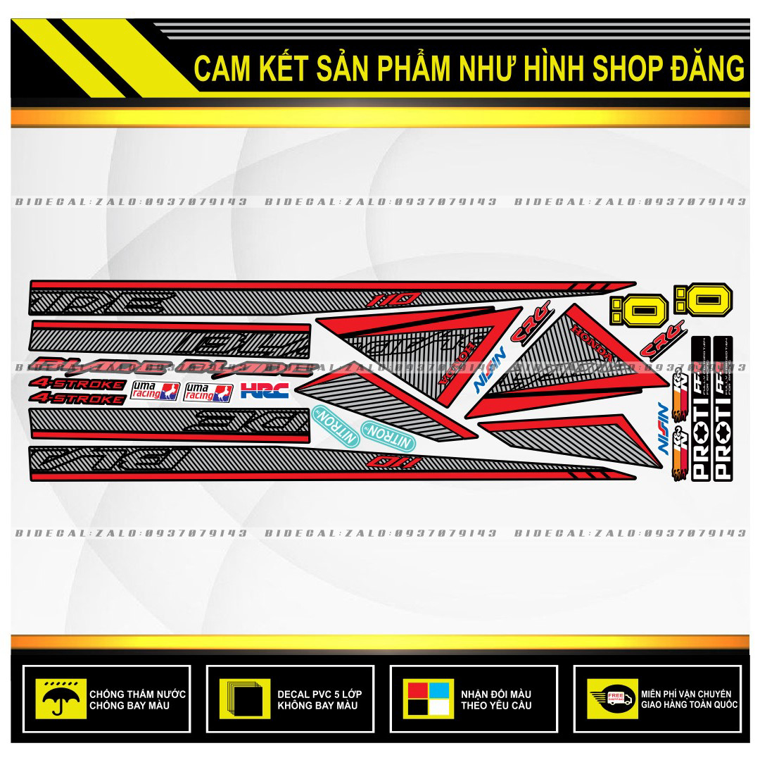 TEM RỜI WAVE BLADE 110 CHẾ PHỐI ĐỎ ĐEN NHÁM ( DECAL CAO CẤP - KHÁNG NƯỚC - KHÔNG BAY MÀU )