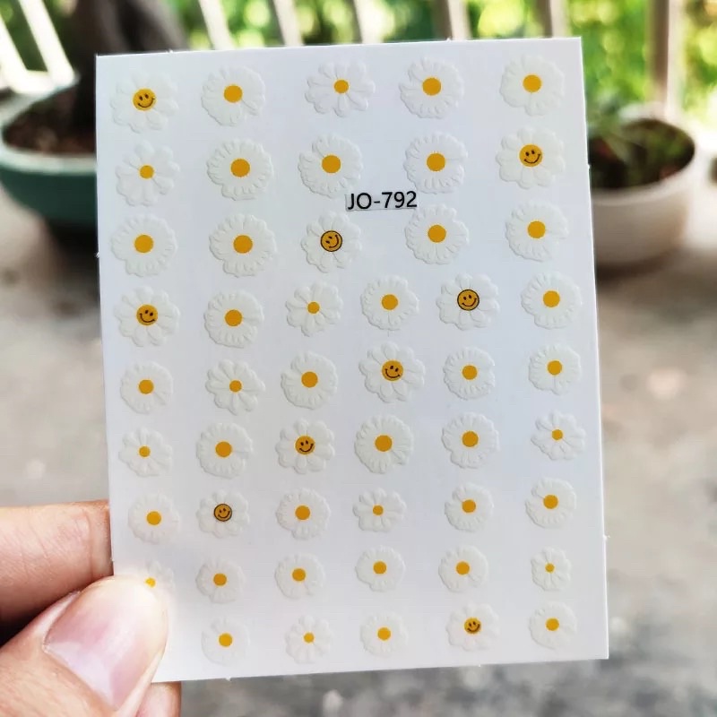 Sticker hoa dán móng tay nail hoa trắng