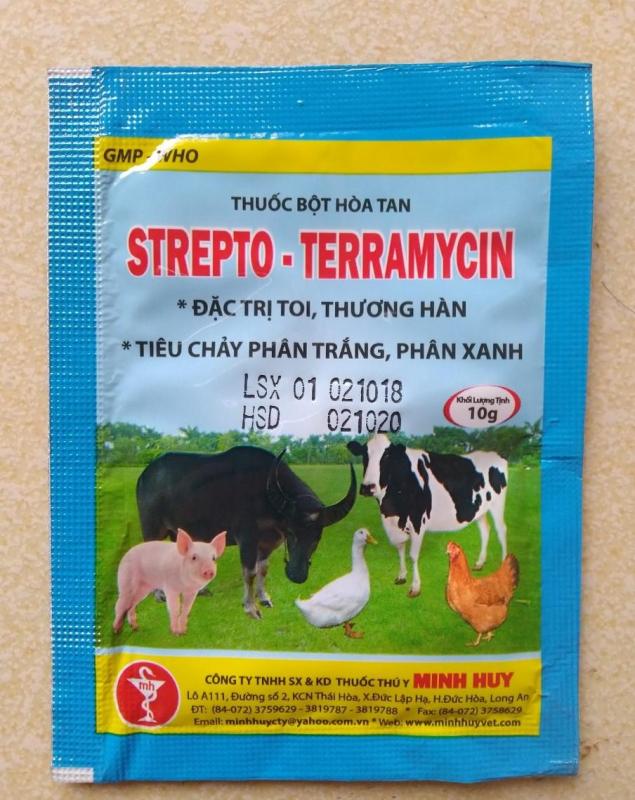 Miễn phí HCM>129k STREPTO TERRAMYCIN Thuốc đặc trị bệnh tiêu chảy gà (gói 10gr) / phòng bệnh phân trắng / trị bệnh phân xanh / đi ỉa gà đá
