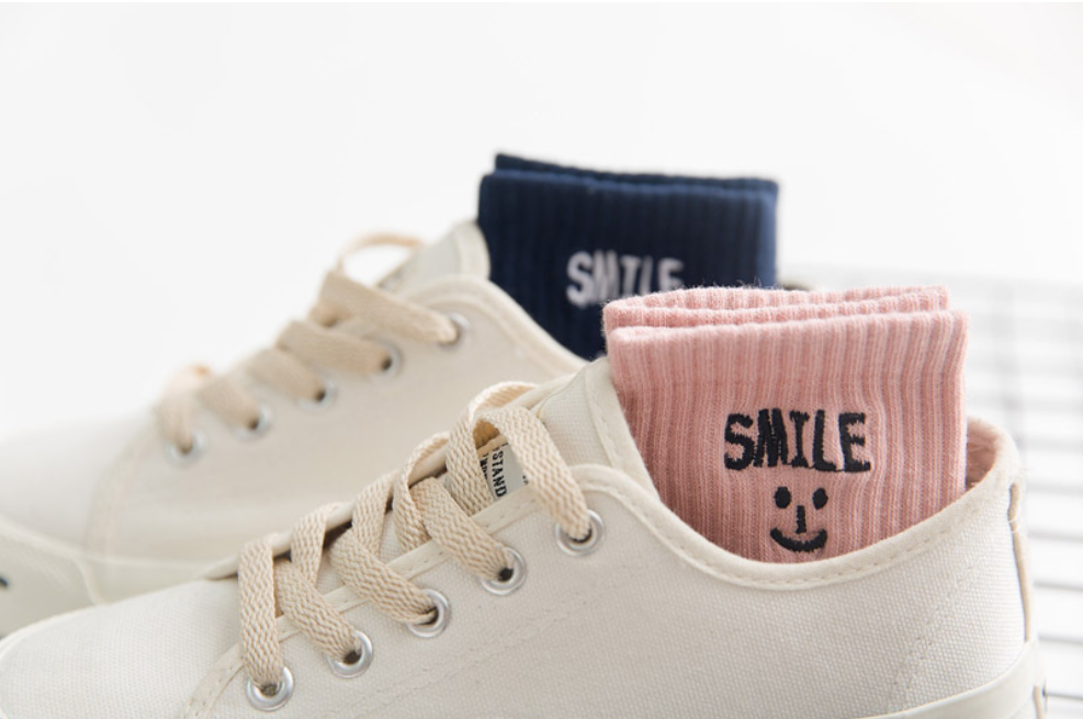 Set 5 đôi Tất cổ cao SMILE style Hàn Quốc nhiều màu