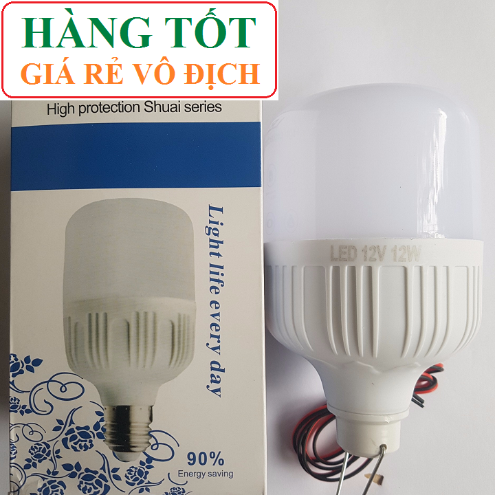 [HCM]Bóng đèn LED 12v - đủ 12w dây kẹp bình hoặc đuôi văn E27