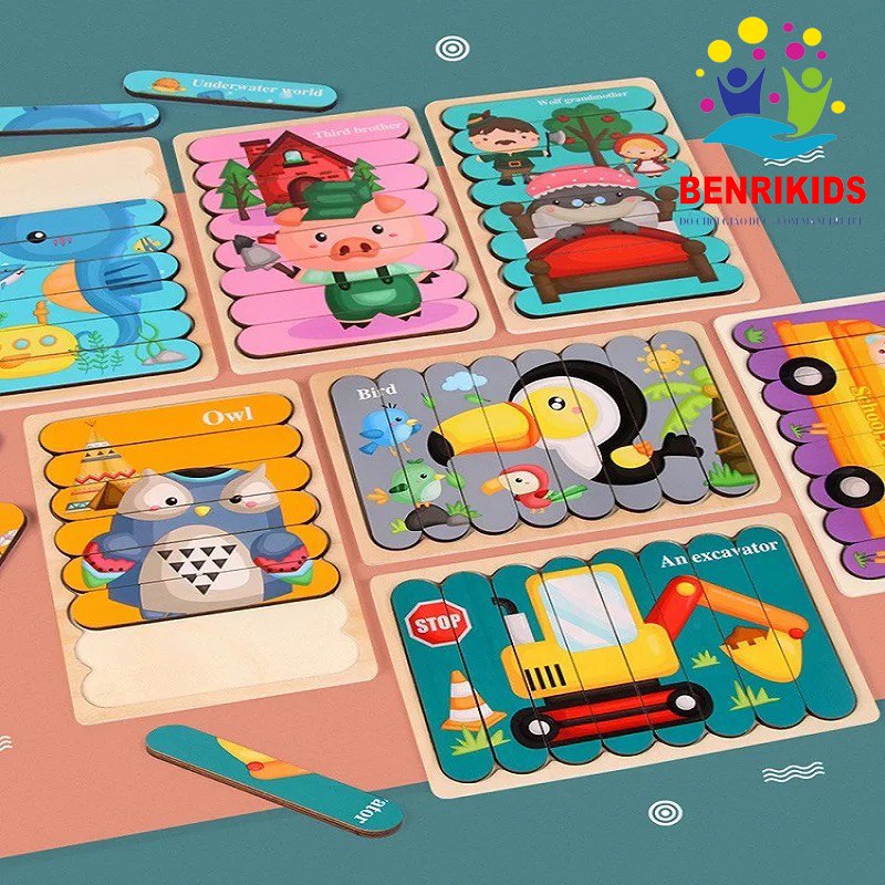 Baby kid wooden puzzle activity educational easel intelligence puzzle toy
