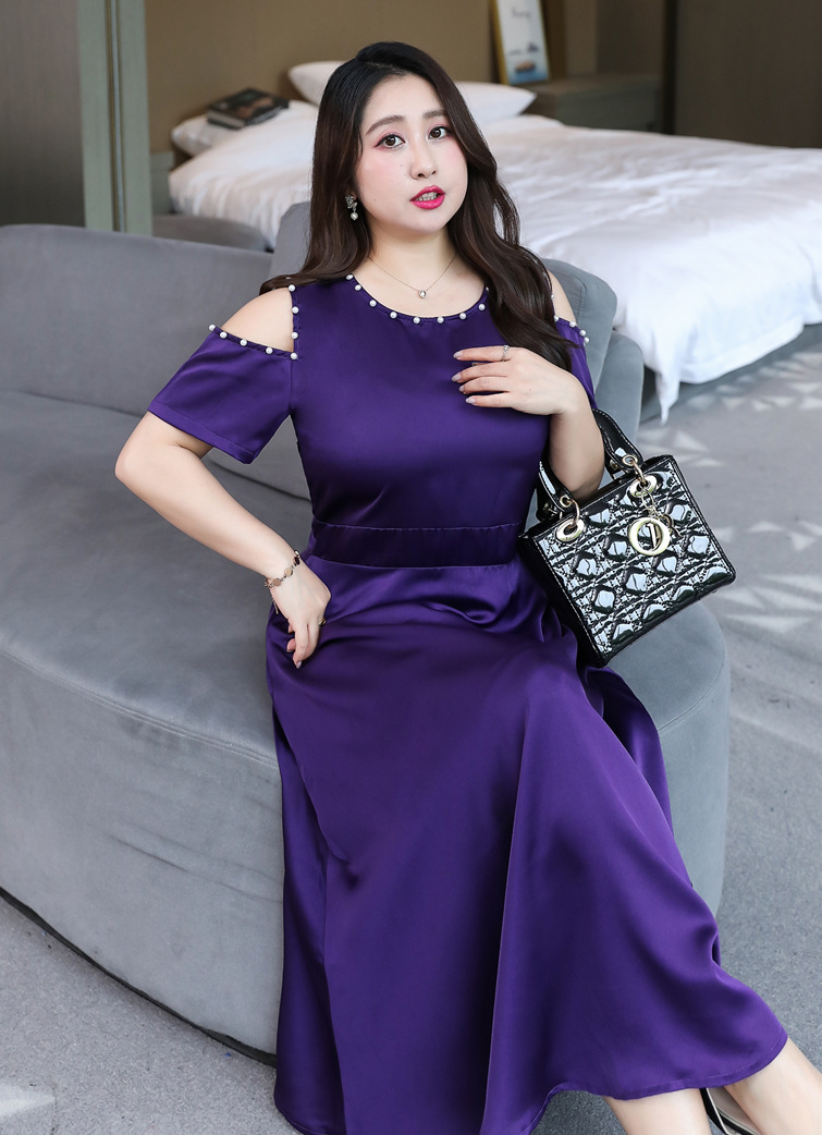 Đầm xòe đính chuỗi rớt vai maxi bigsize cao cấp - BS20922