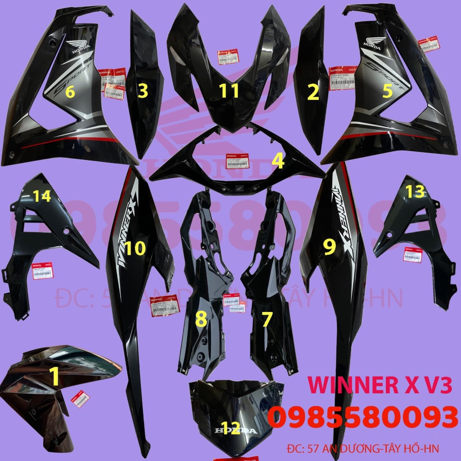 DÀN ÁO WINNER X V3 2022 MÀU ĐEN BÓNG ( CÓ BÁN LẺ)