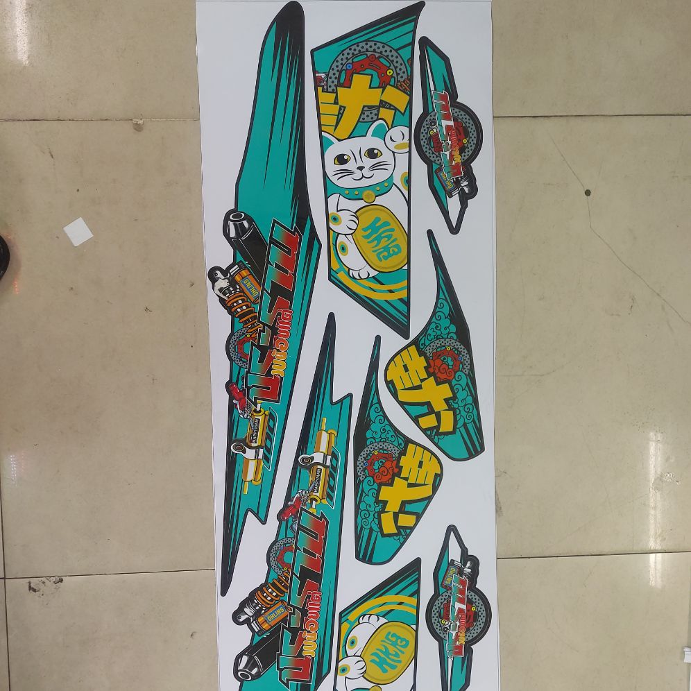 [HCM]Tem xe wave 100 mẫu tem mèo thần tài dán được nhiều màu xe