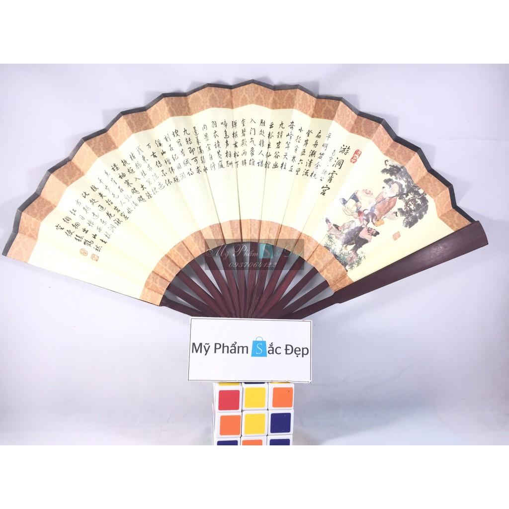 [HCM]Quạt giấy cán gỗ cầm tay thư pháp