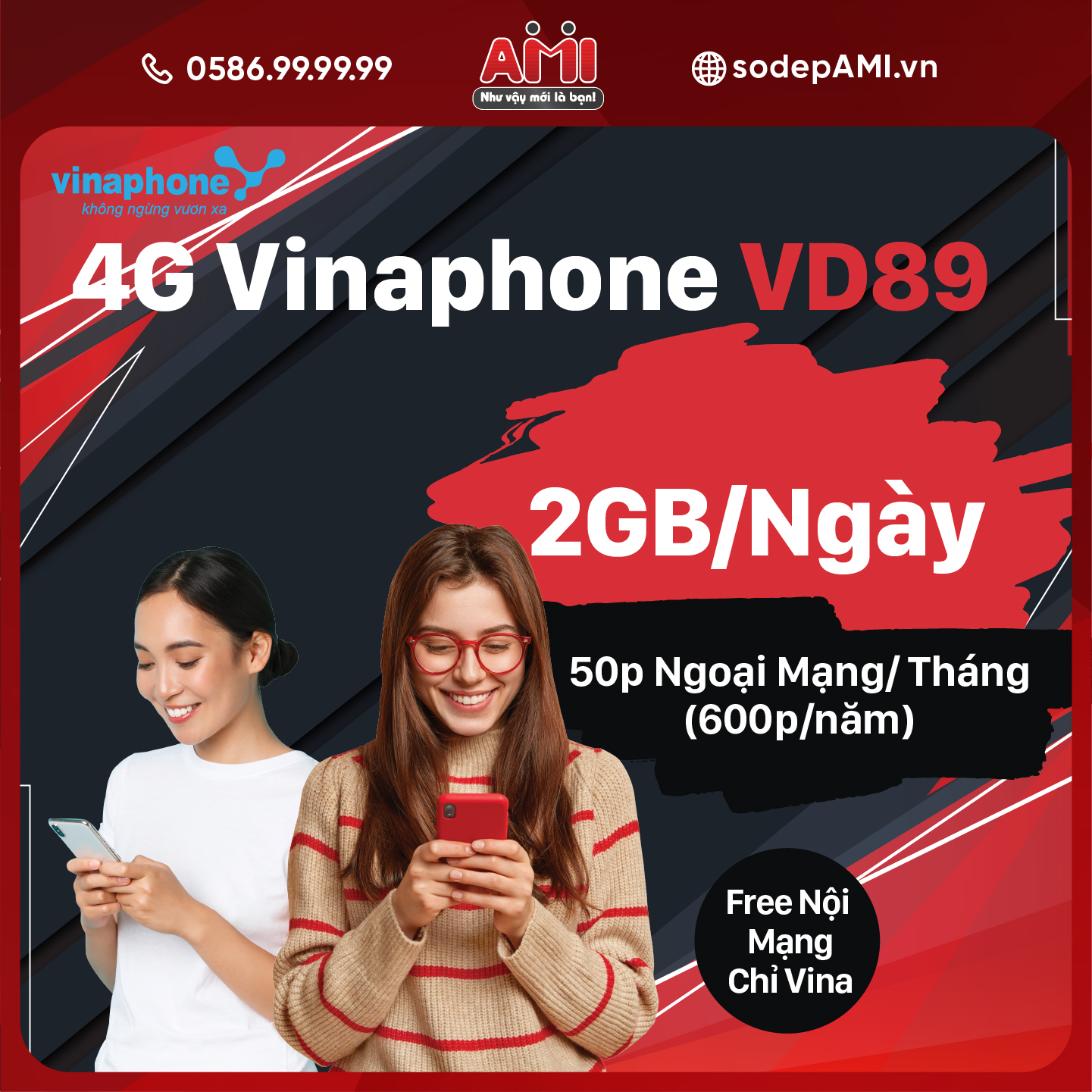 Sim 4G Vinaphone VD89 MIỄN PHÍ 12 Tháng Nghe Gọi, Lướt Web Thả Ga Không Lo Data