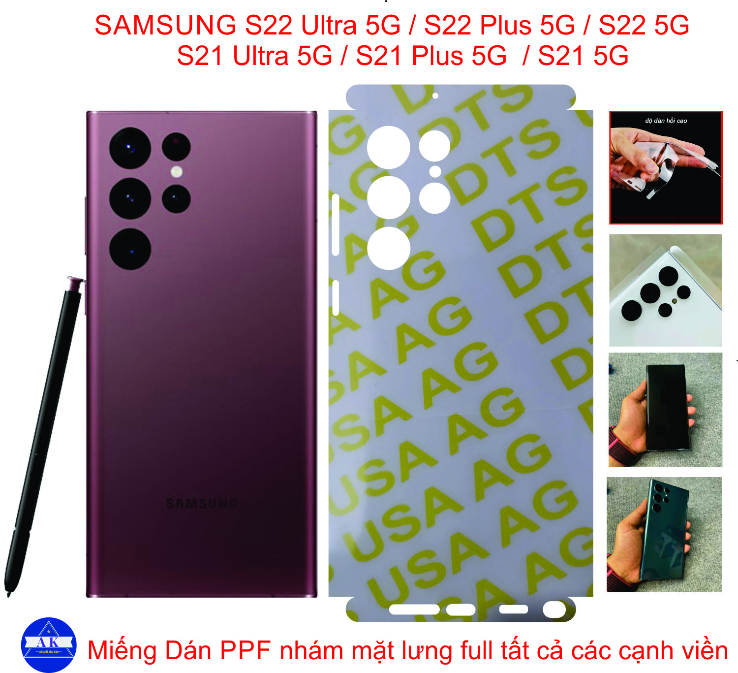 Dán mặt sau Galaxy S22 Ultra - PPF nhám mờ