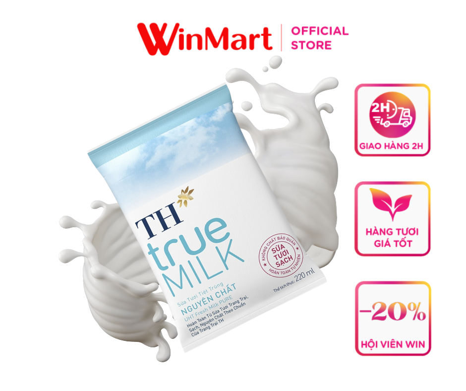 [Siêu thị WinMart] - Sữa tươi nguyên chất TH True Milk gói 220ml