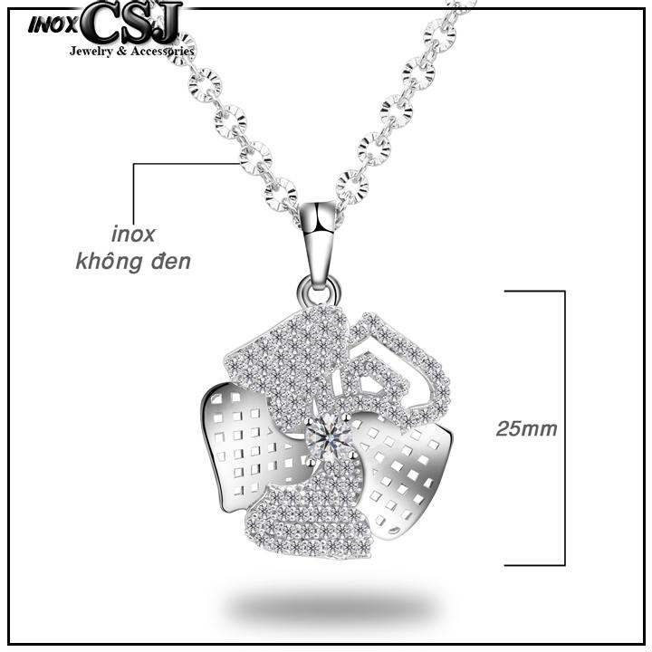 DÂY CHUYỀN NỮ INOX MẶT ĐÍNH ĐÁ CAO CẤP DC328 - chuẩn thời trang - tặng hộp đựng xinh xắn