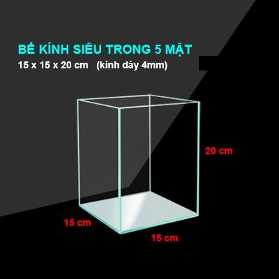 Bể kính siêu trong 5 mặt - 15x15x20 cm