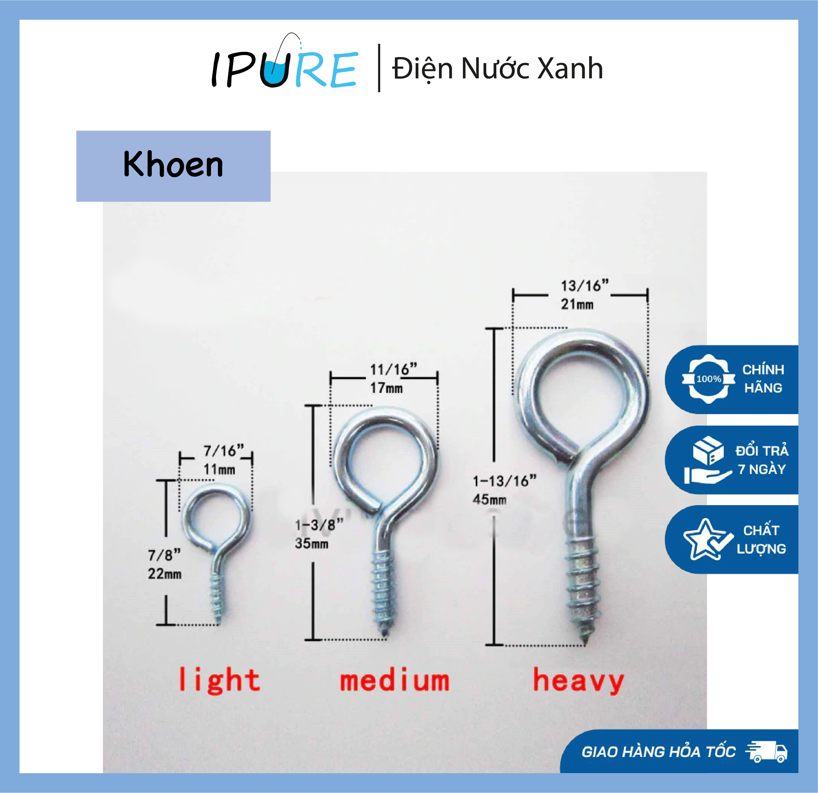 Khoen tròn vít khoen loại tốt móc màn nhiều kích thước - dnx ipure
