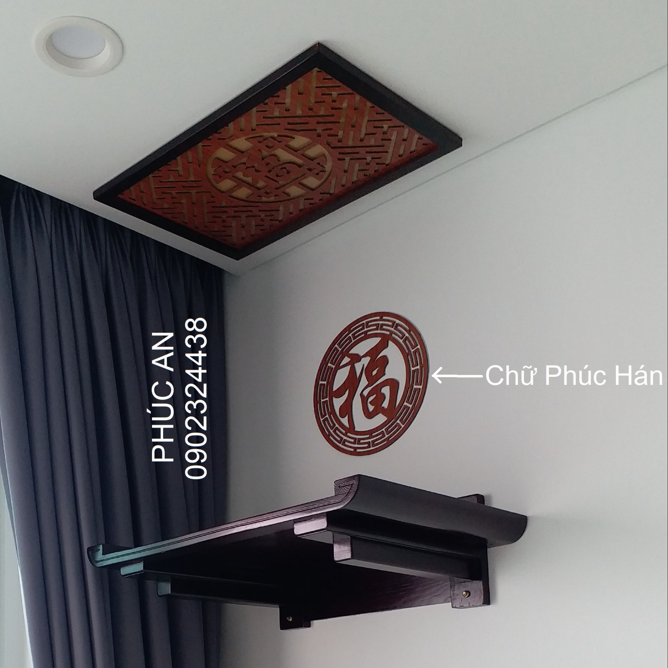 Ốp tròn bàn thờ treo tường, tủ thờ gia tiên, án gian, Nên mua kèm tấm chống ám khói trang trí không gian thờ cúng