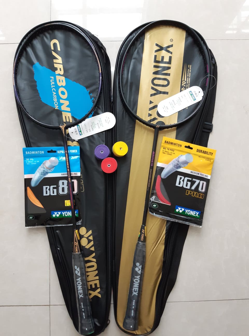 Combo 2 vợt cầu lông yonex khung carbon (Tặng 1 lần căng dây và quấn cán)
