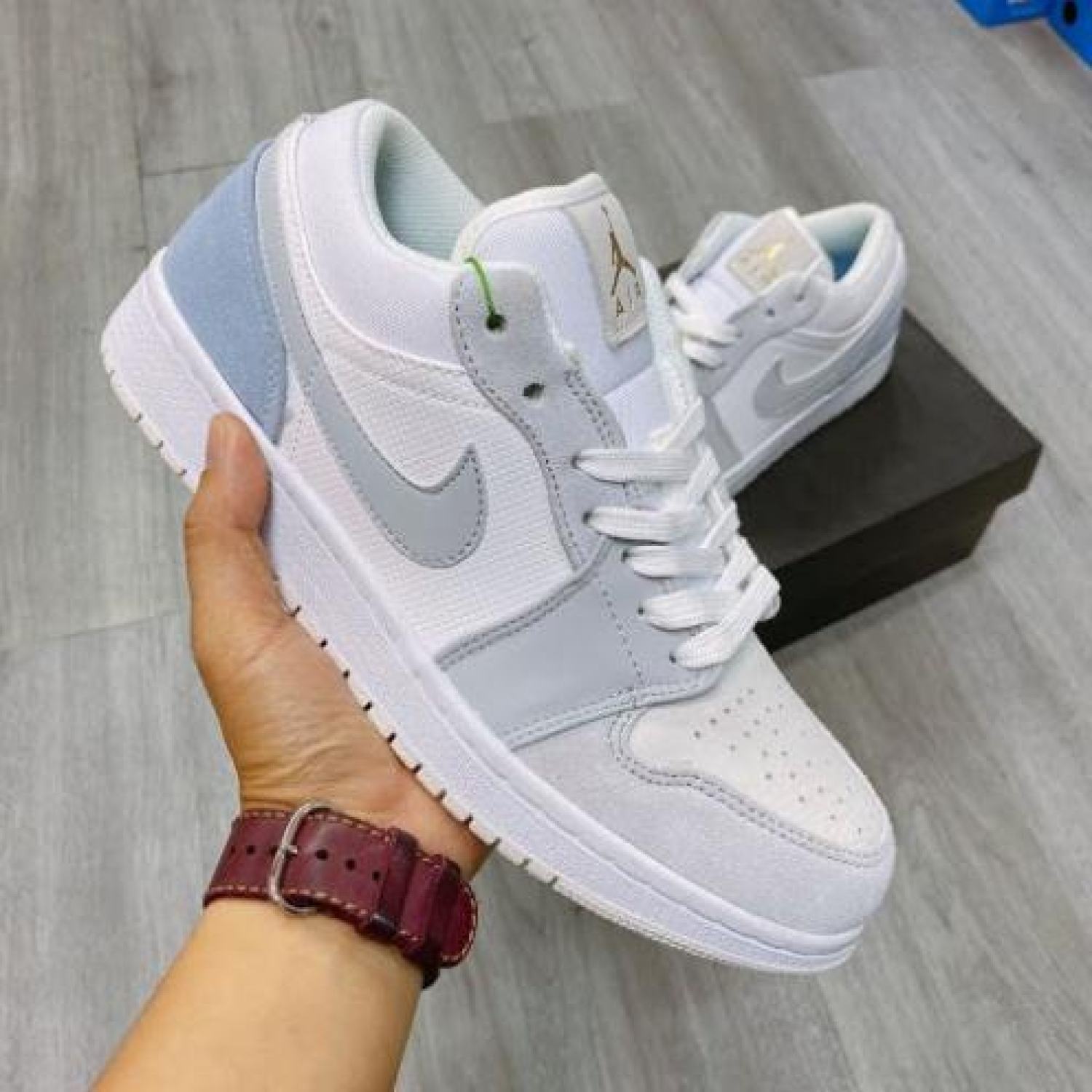 Giày Thể Thao jordan Paris Thấp Cổ Giày Jordan Thấp Cổ Màu Xám Xanh nam nữ Tặng Box Bill