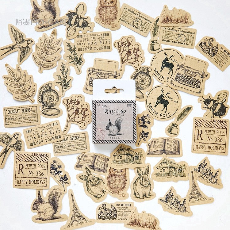 Set sticker họa tiết các biểu tượng, hình ảnh phong cách retro