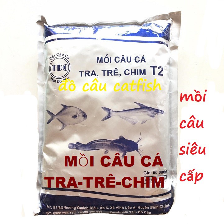 Gói mồi câu cá tra-chim-trê t2 1kg-mồi chuyên câu cá tra-chim-trê t2-cám câu cá sông