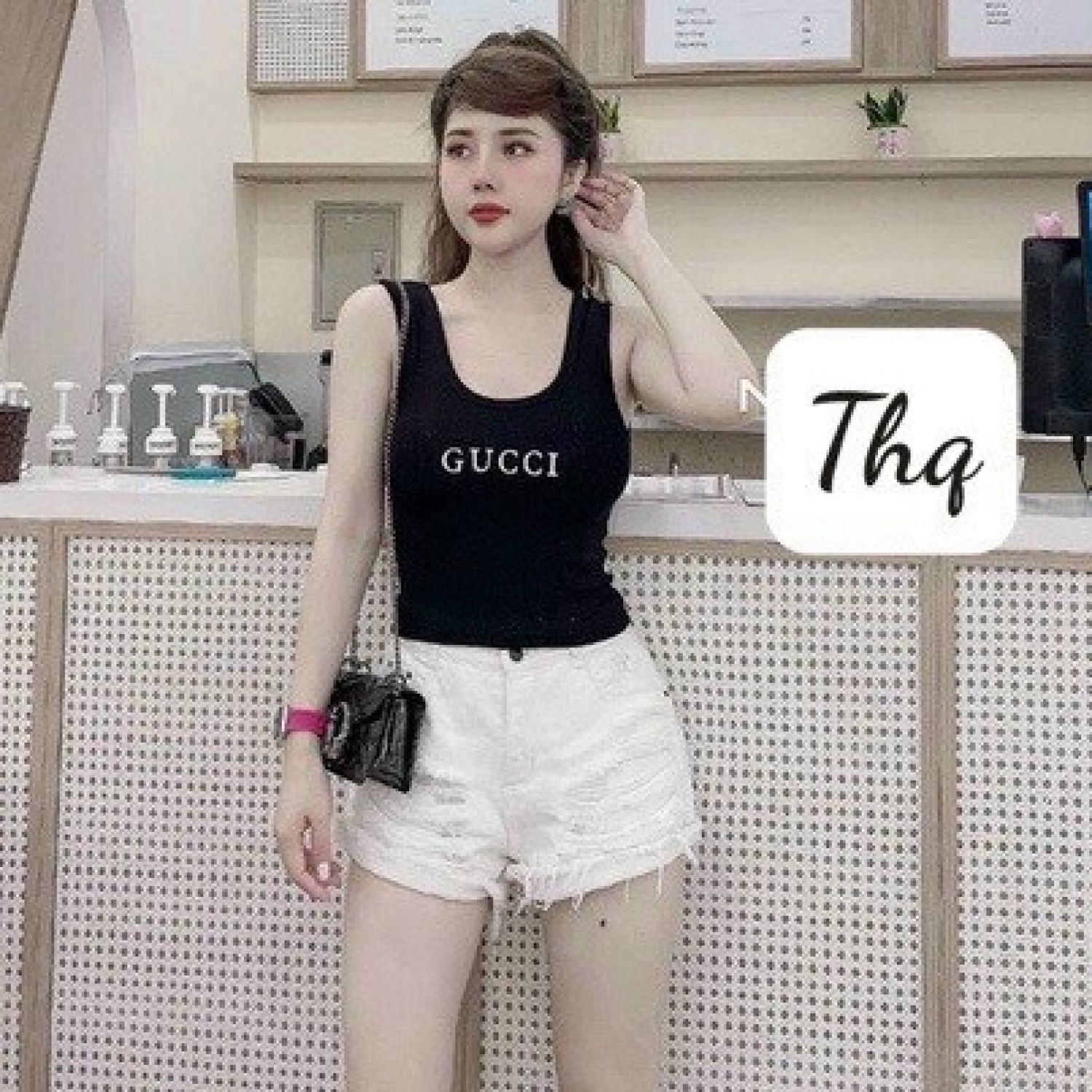 Áo thun 3 lỗ chữ Gu ci