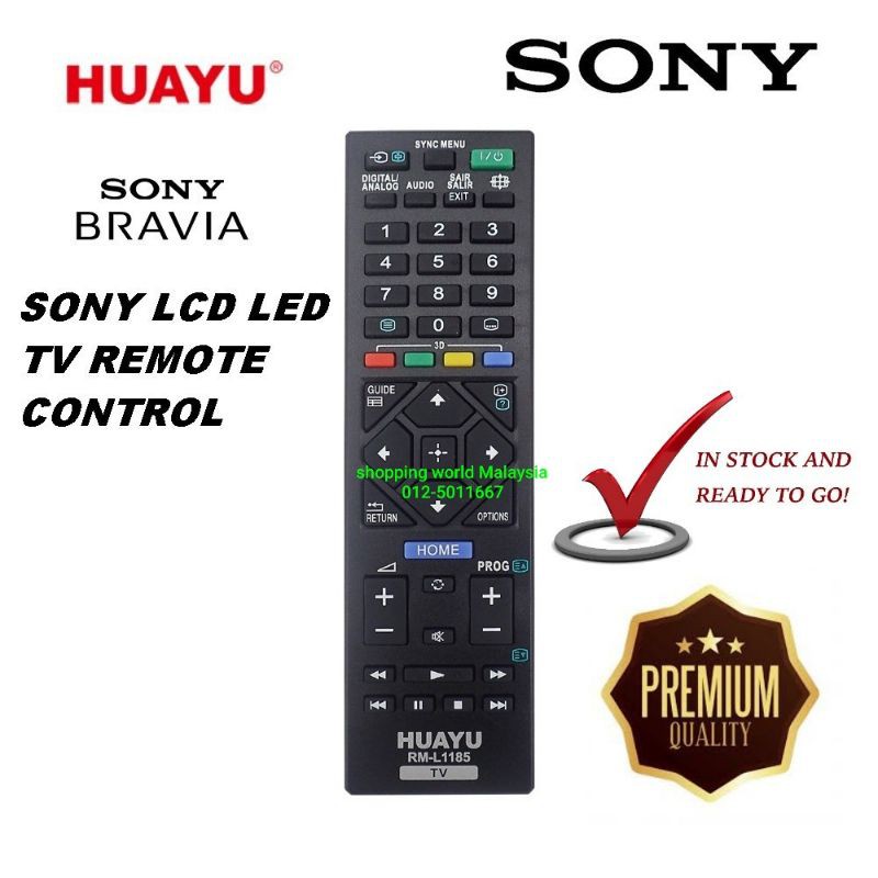 Huayu rm-l1185 remote control for sony ledlcd tv
