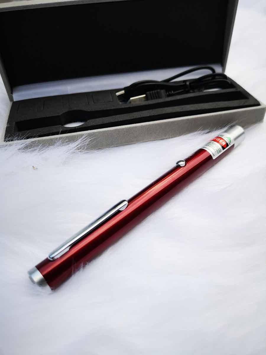 Đèn Laze Laser Dạng bút Vỏ Đỏ Tia Xanh Lá Sạc USB Cao cấp giá rẻ