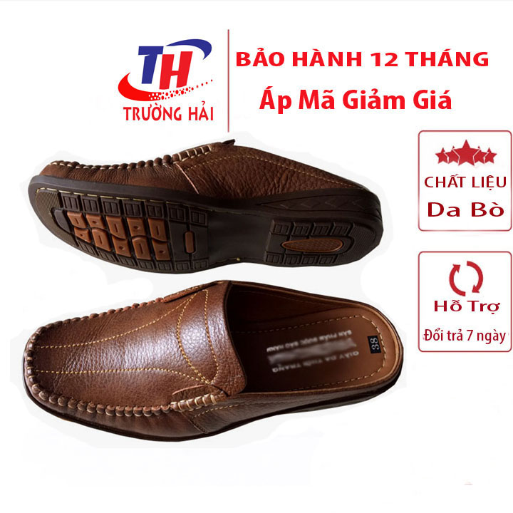 Dép nam bít mũi da bò cao cấp THBM064