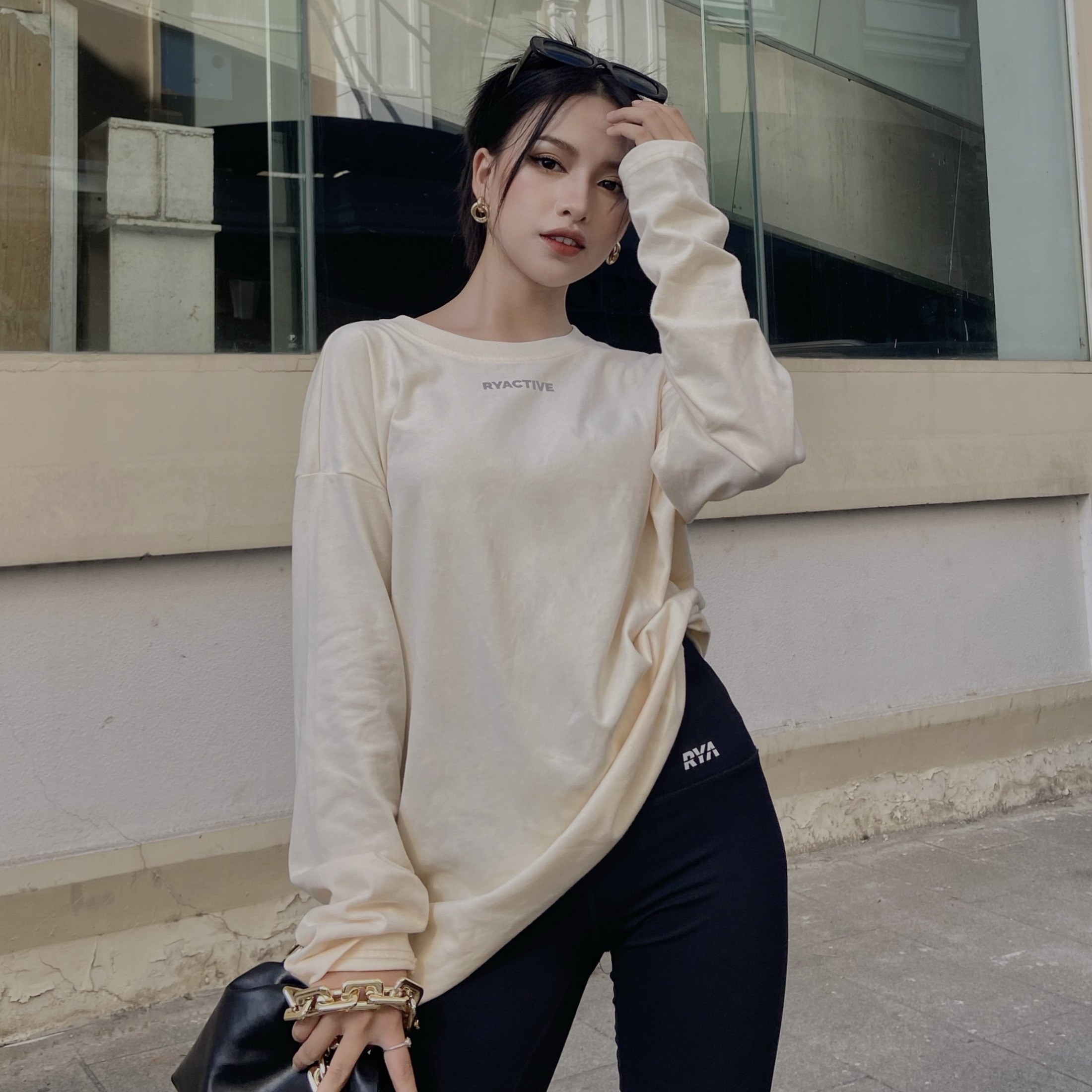 Áo thun oversized tay dài RYACTIVE - Oversized Longsleeves Tee Cream