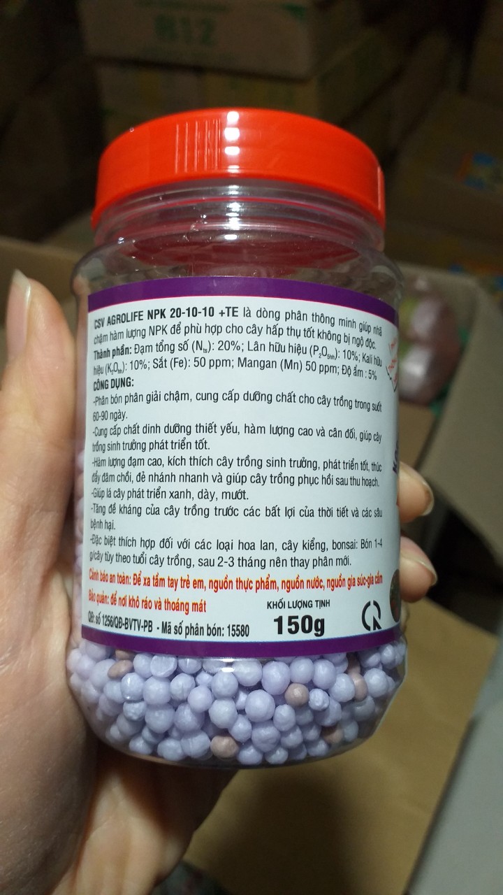 Phân tan chậm thông minh Hàn Quốc NPK 20-10-10+Te lọ 150gr