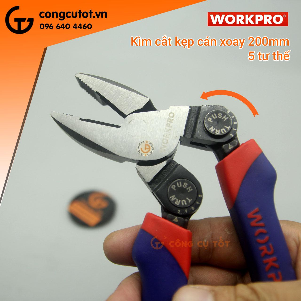 Kềm kẹp cắt cán xoay 200mm Workpro W031183