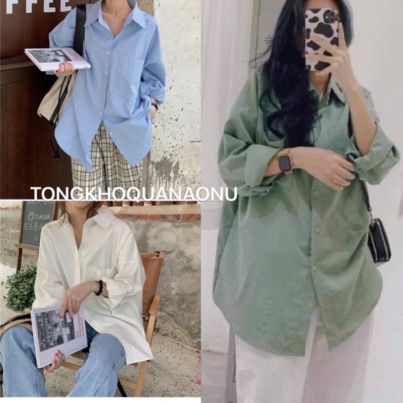 Áo sơ mi dài tay trơn ❤️sơ mi unisex❤️ dáng rộng ulzzang phong cách hàn quốc
