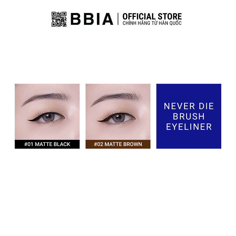 Long-Lasting, Waterproof Liquid Eyeliner Bbia Never Die Brush Eyeliner 0.4g