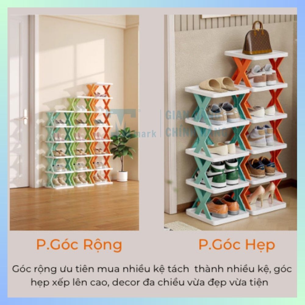 Kệ Để Giày Dép Đa Năng Dễ Tháo Lắp 5,6 Tầng , Kệ Trang Trí Decor Chữ X Hiện Đại Chất Liệu Nhựa PVC Cao Cấp