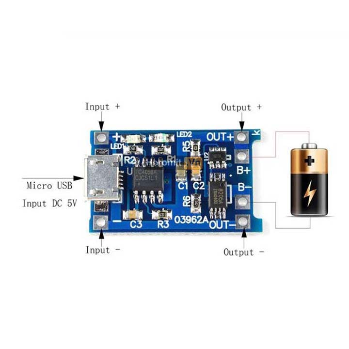 Mạch sạc pin Lithium TP4056 Có Bảo Vệ