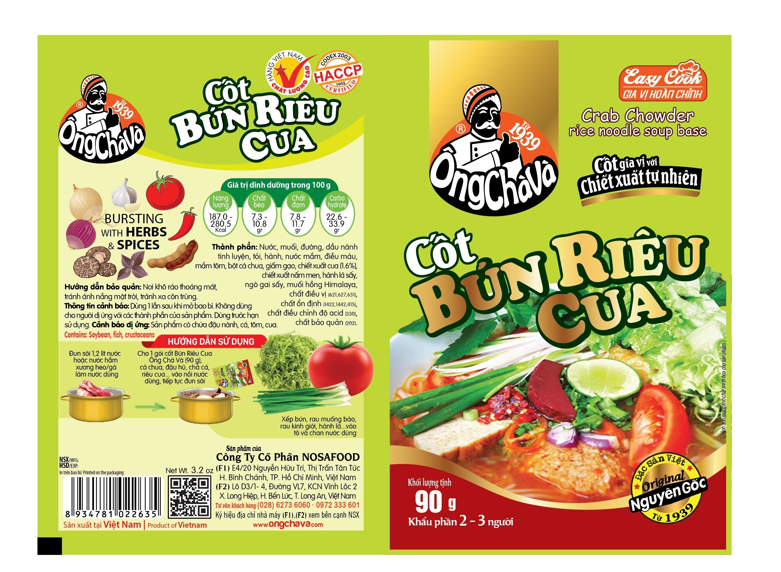 Ong Cha Va Crab Chowder Rice Noodle Soup Base 90g