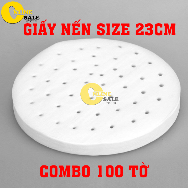 SET 100 tờ giấy nến tròn đục lỗ dùng cho nồi chiên không dầu đường kính 23cm, phụ kiện làm bánh. Giấy nến tròn lót xửng hấp, nồi chiên không dầu, hấp bánh bao