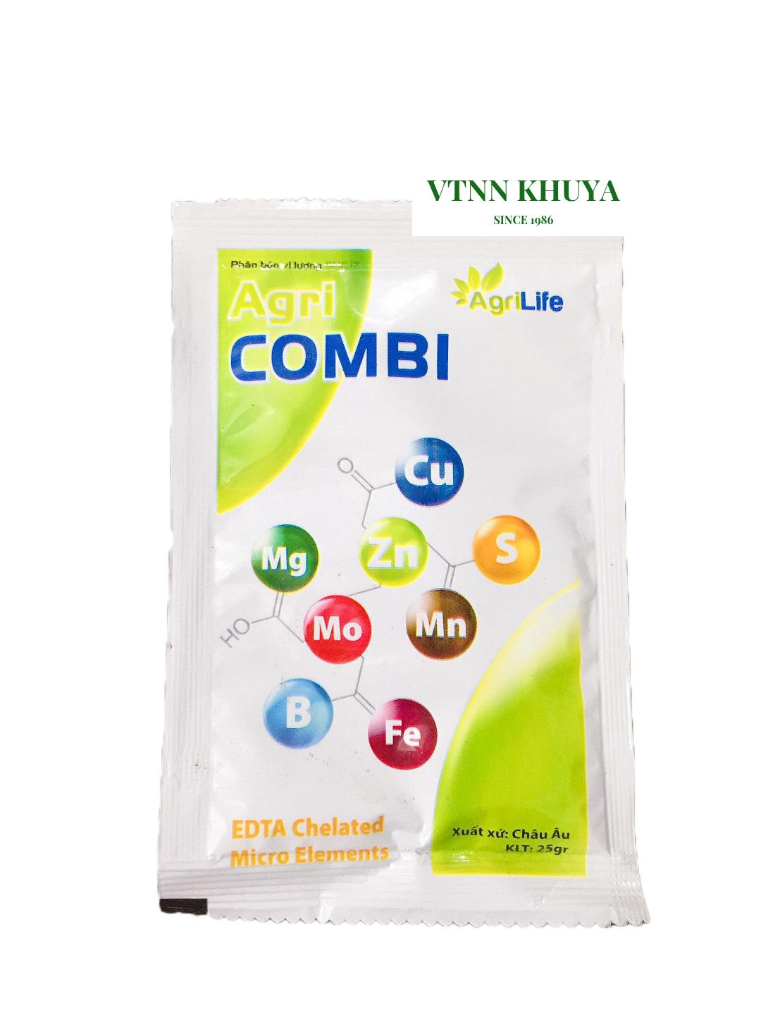 Phân bón vi lượng Agri Combi 25gr Giúp cây Xanh Dày lá