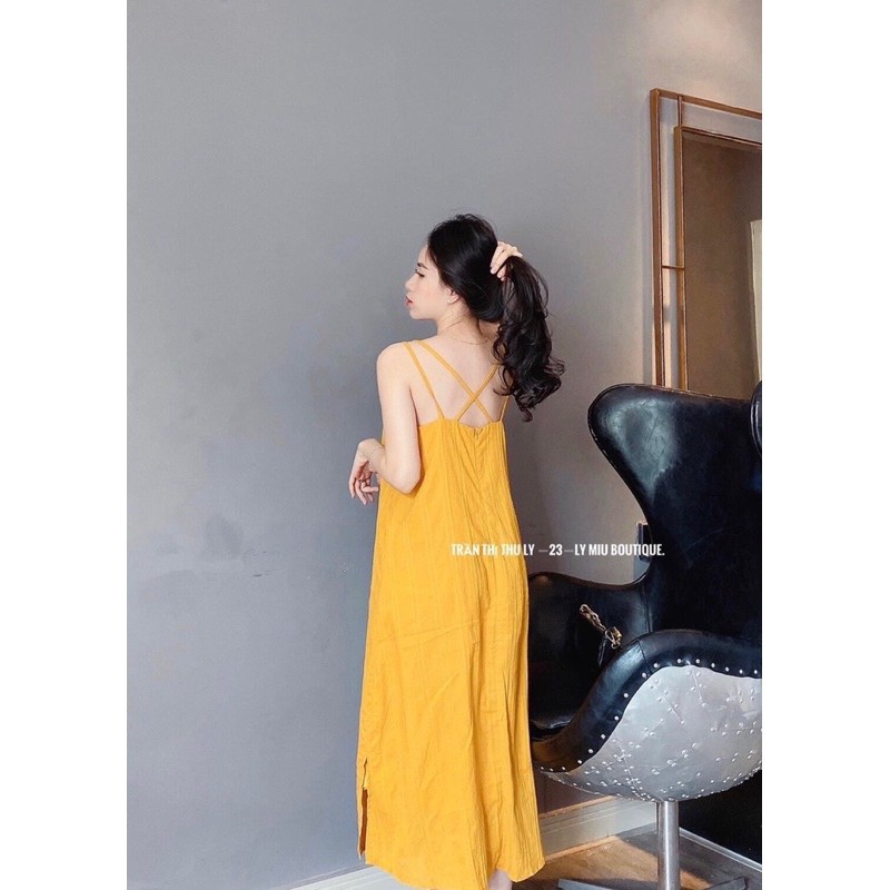 Váy Maxi đan lưng chất đũi xước đi biển