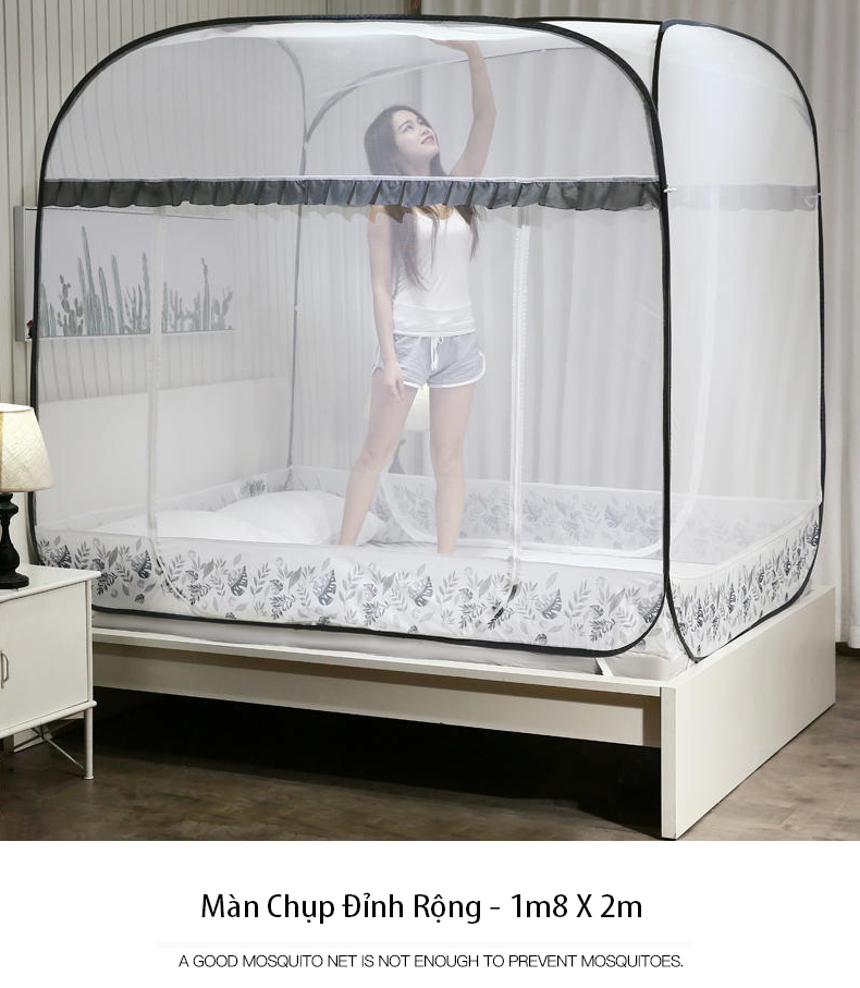 [TẶNG ĐÈN NGỦ CẢM ỨNG ] Màn tự bung đỉnh vuông hàng nhập khẩu cao cấp (1,6m x 2m)