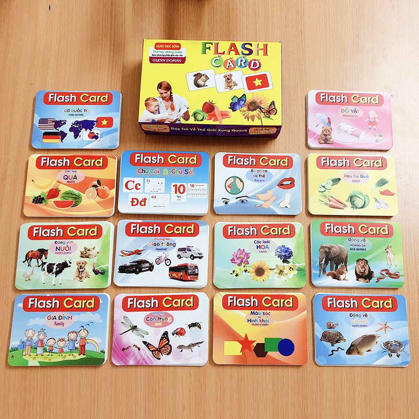 Flashcard - Thẻ học thông minh 15 chủ đề loại lớn Khổ 16X12CM