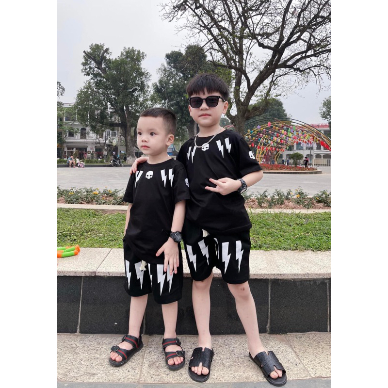 Set quần áo hydrogen cho bé , bộ áo thun tia sét cotton bé trai , tpkids