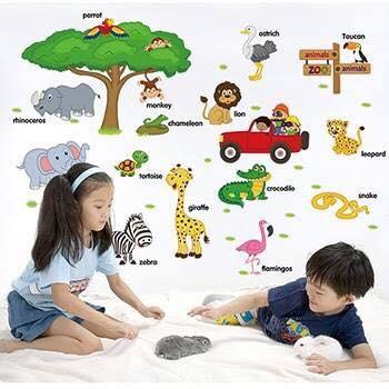 Decal dán tường mẫu thú tiếng anh cho bé học hỏi mẫu 02